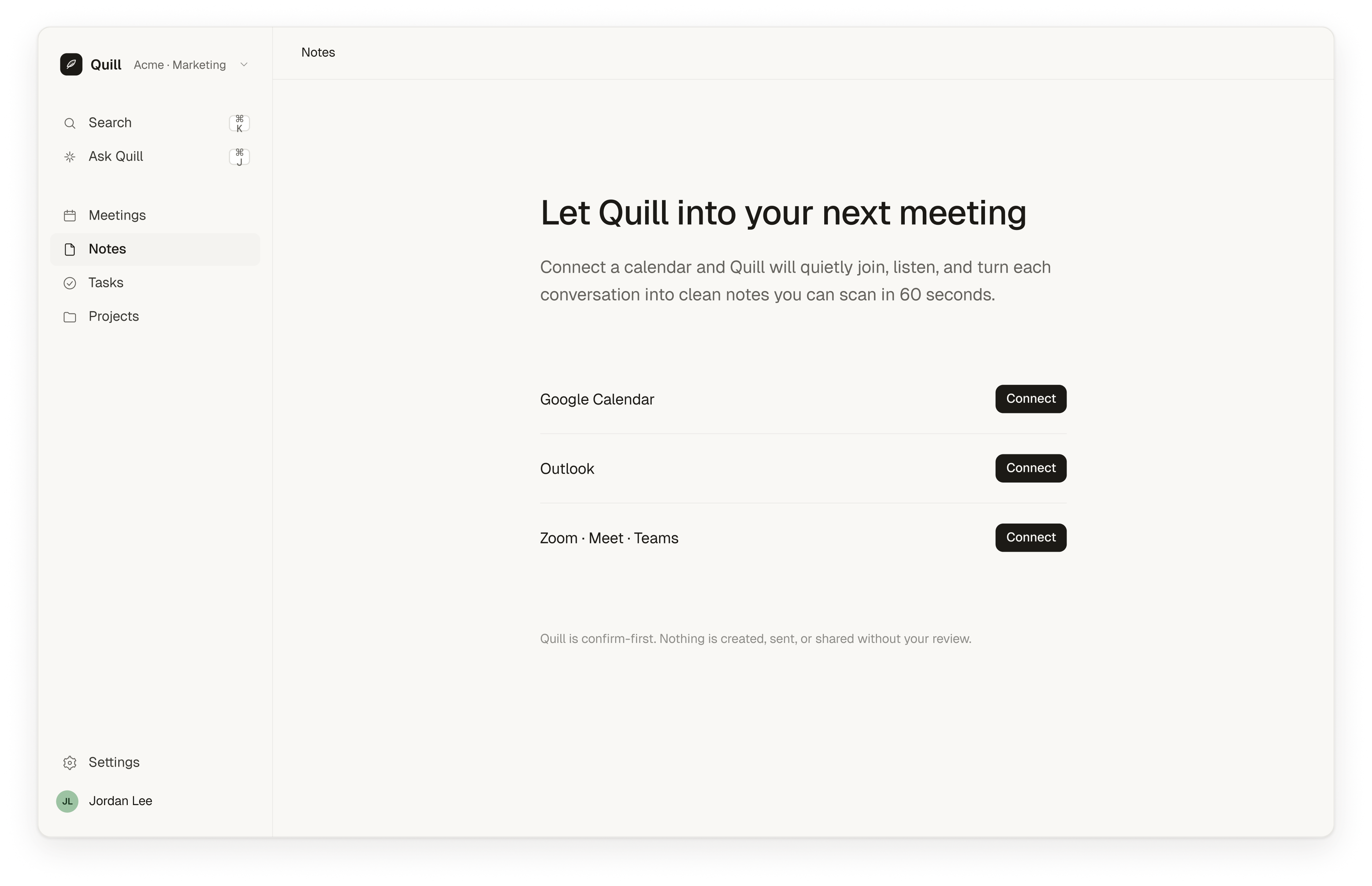Quill calendar onboarding
