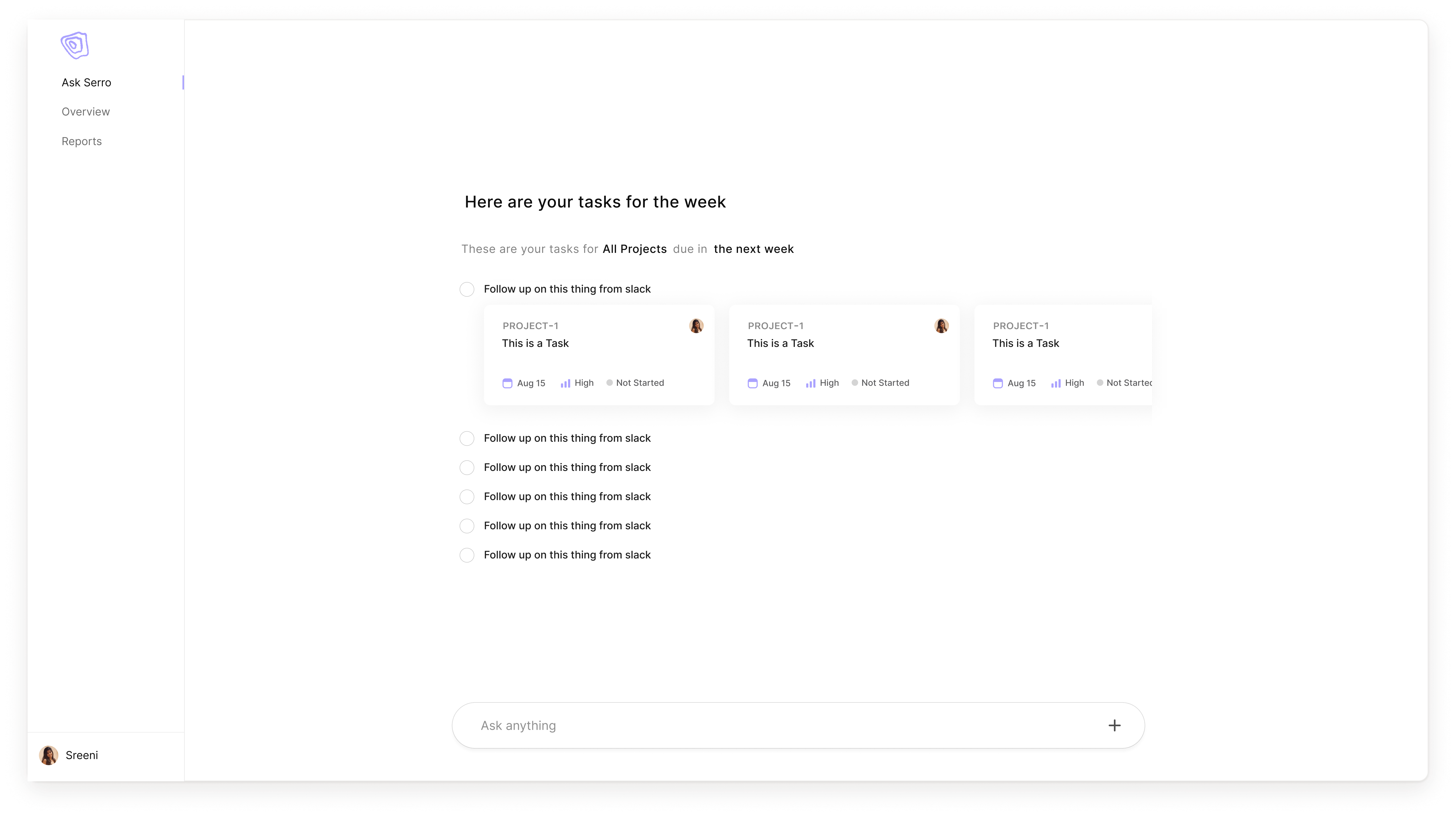 Serro task cards